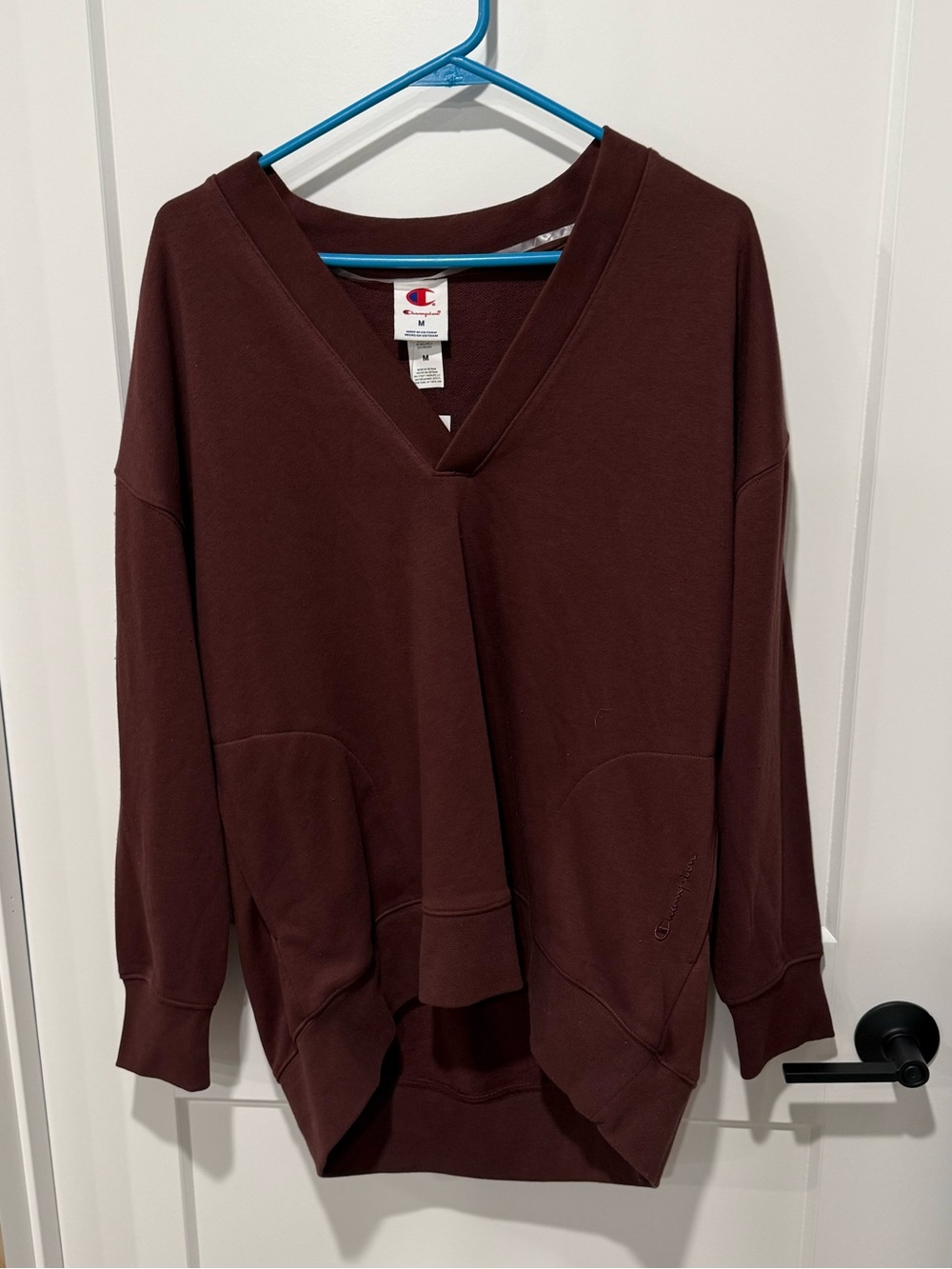 Champion Women's V-Neck Pullover Sweater in Chocolate Brown